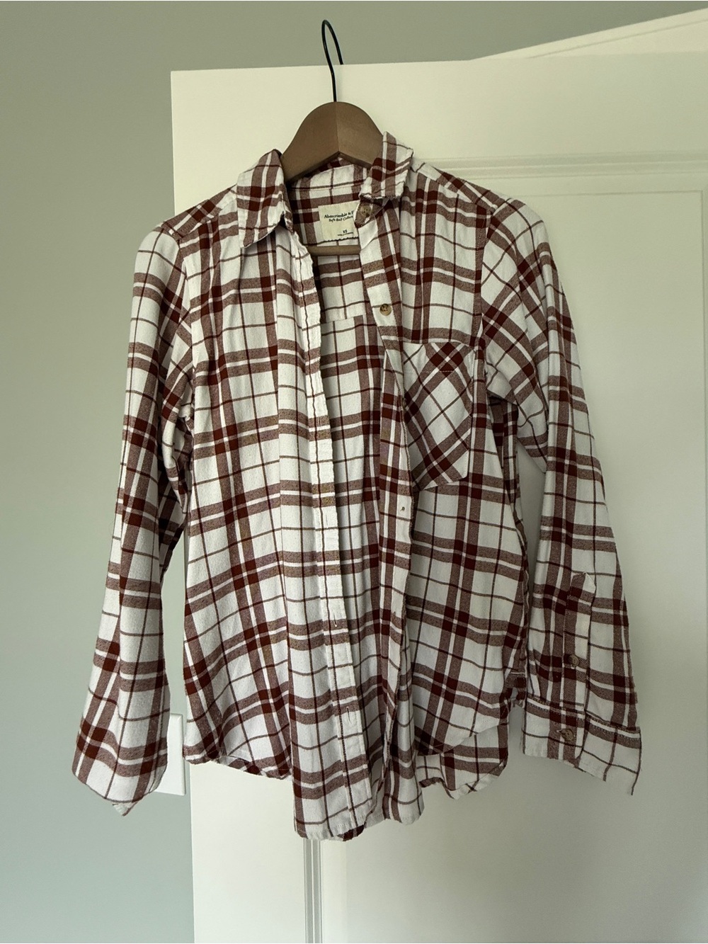Abercrombie & Fitch White and Brown Plaid Shirt